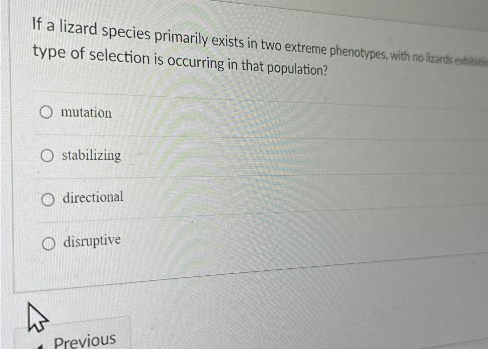 Solved If a lizard species primarily exists in two extreme | Chegg.com