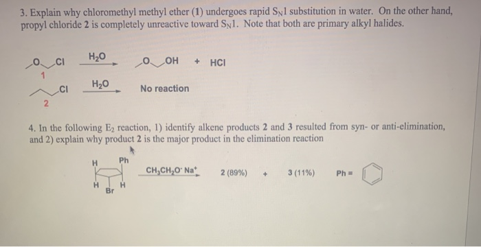 Solved 3 Explain Why Chloromethyl Methyl Ether 1 Chegg Com