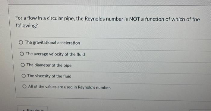 Solved For a flow in a circular pipe, the Reynolds number is | Chegg.com