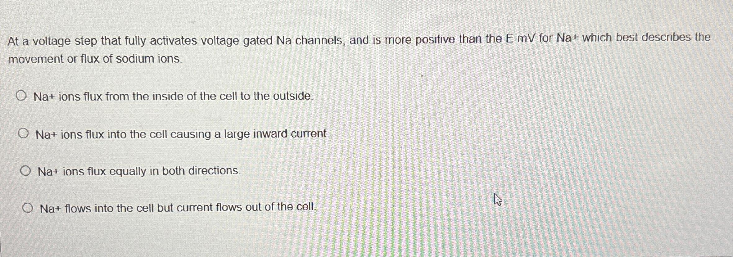 Solved At a voltage step that fully activates voltage gated | Chegg.com