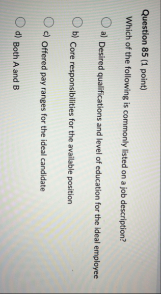 Solved Question 85 (1 ﻿point)Which of the following is | Chegg.com