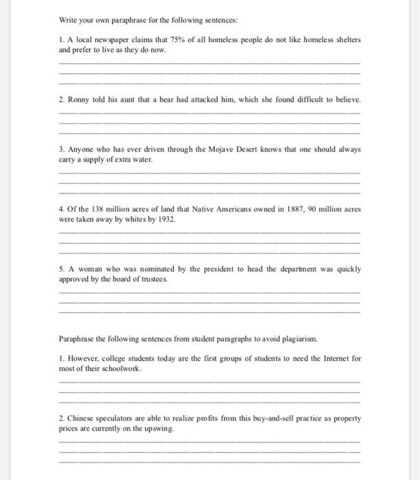 Solved (5 marks) B. Paraphrase the following sentences using