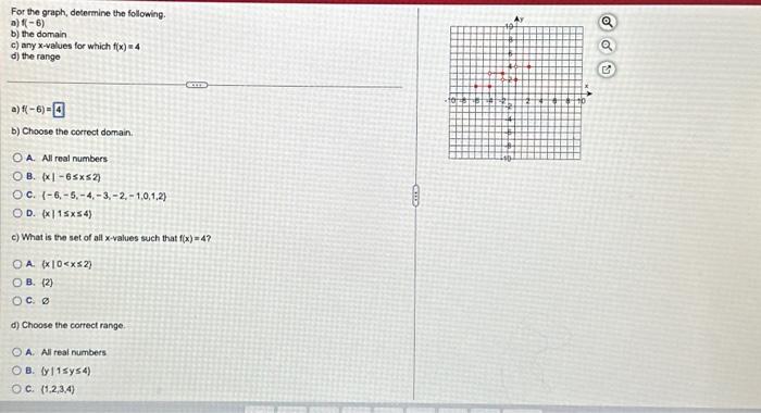 Solved For the graph, deterthine the following. a) f(−6) b) | Chegg.com