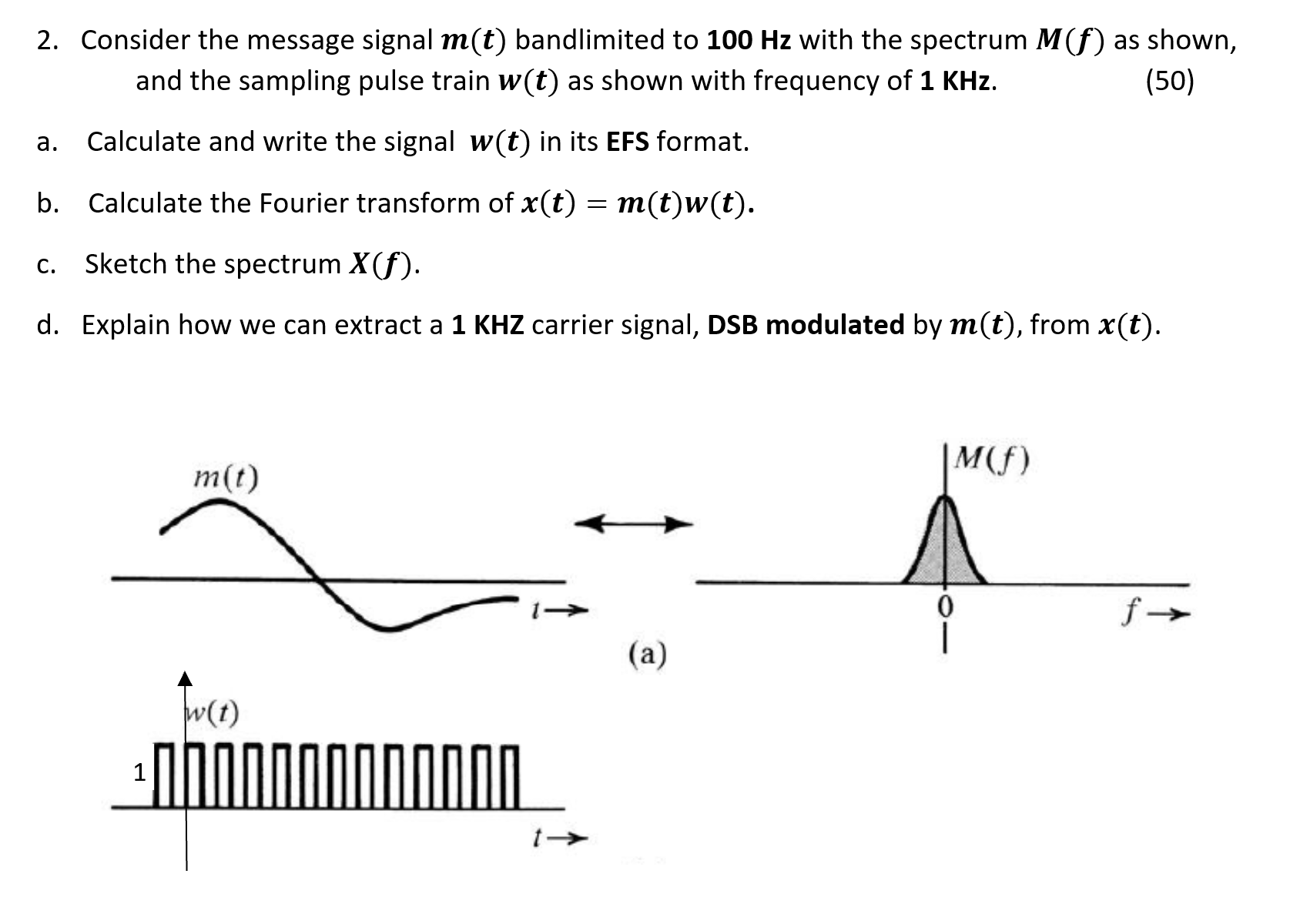 Solved by an EXPERT Consider the message signal m(t) ﻿bandlimited ...