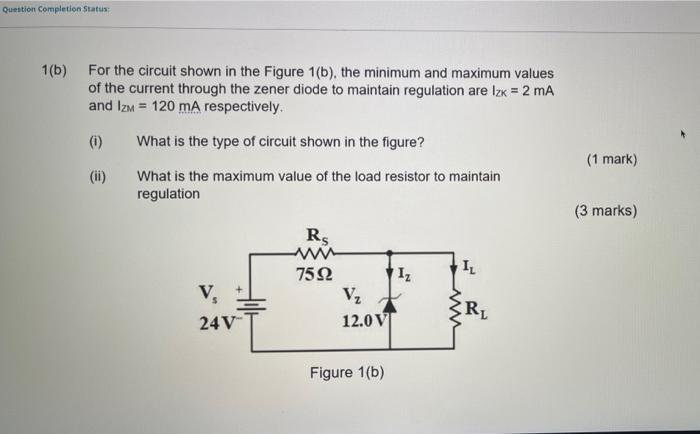 Solved Question Completion Status: 1(b) For the circuit | Chegg.com
