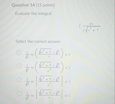 Solved Question 14 (15 ﻿points)Evaluate the | Chegg.com