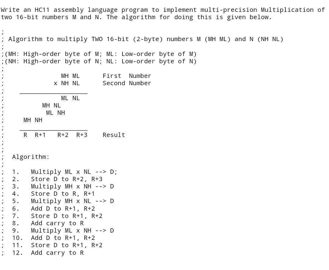 Solved I need to write an HC11 assembly language program to | Chegg.com