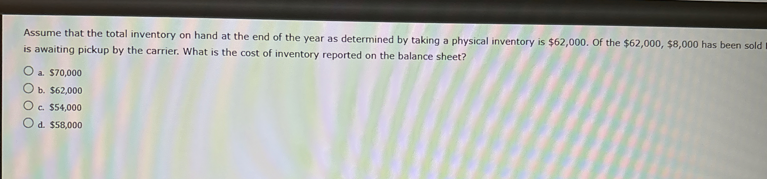 Solved Assume that the total inventory on hand at the end of | Chegg.com
