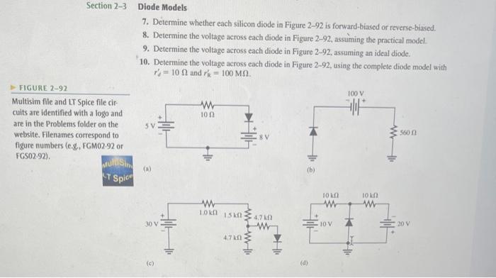 Solved Section 2-3 Diode Models 7. Determine Whether Each | Chegg.com