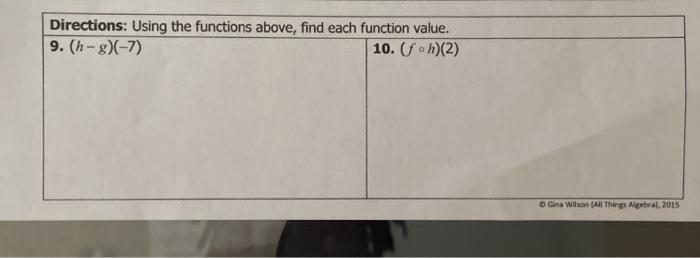 Directions Using The Functions Above Find Each F Chegg Com