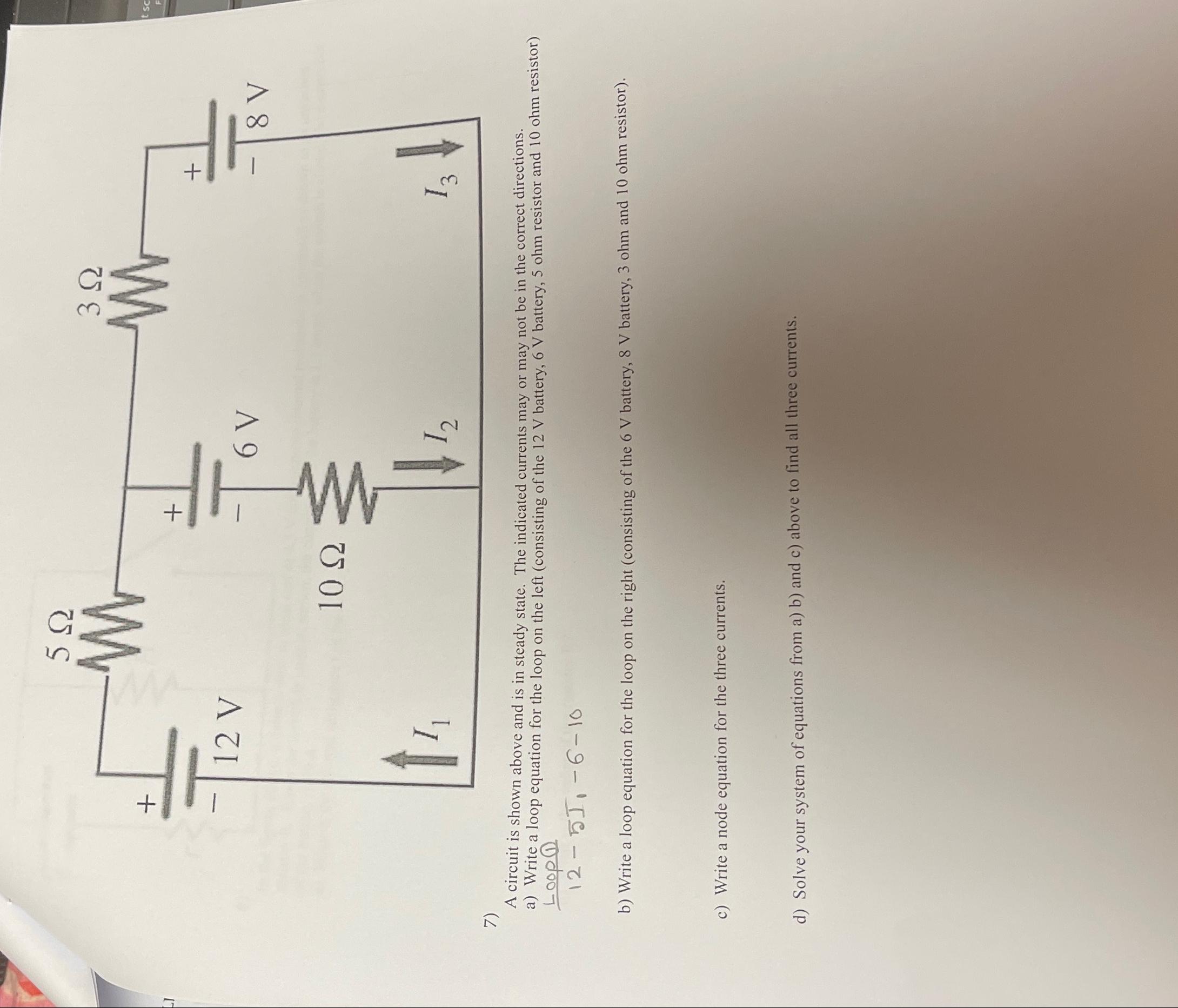 Solved A circuit is shown above and is in steady state. The | Chegg.com