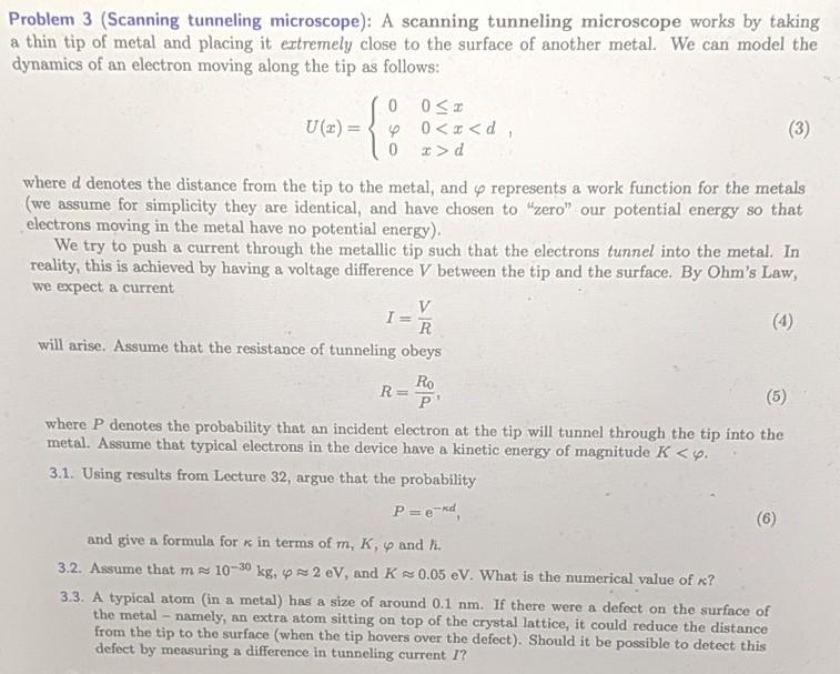 Solved Ele){ Problem 3 (Scanning tunneling microscope): A | Chegg.com