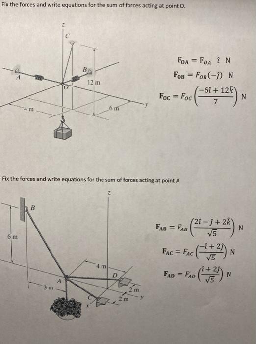 Solved Fix the forces and write equations for the sum of | Chegg.com