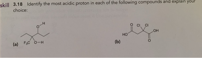 Solved Skill 3 18 Identify The Most Acidic Proton In Each Of