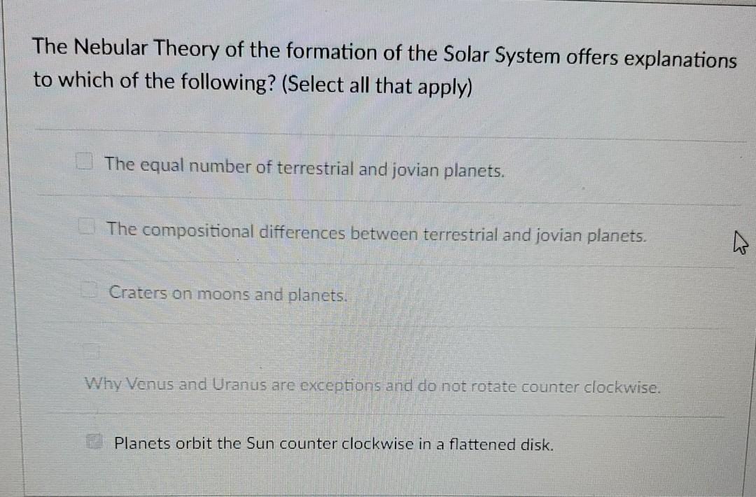 Solved The Nebular Theory of the formation of the Solar | Chegg.com