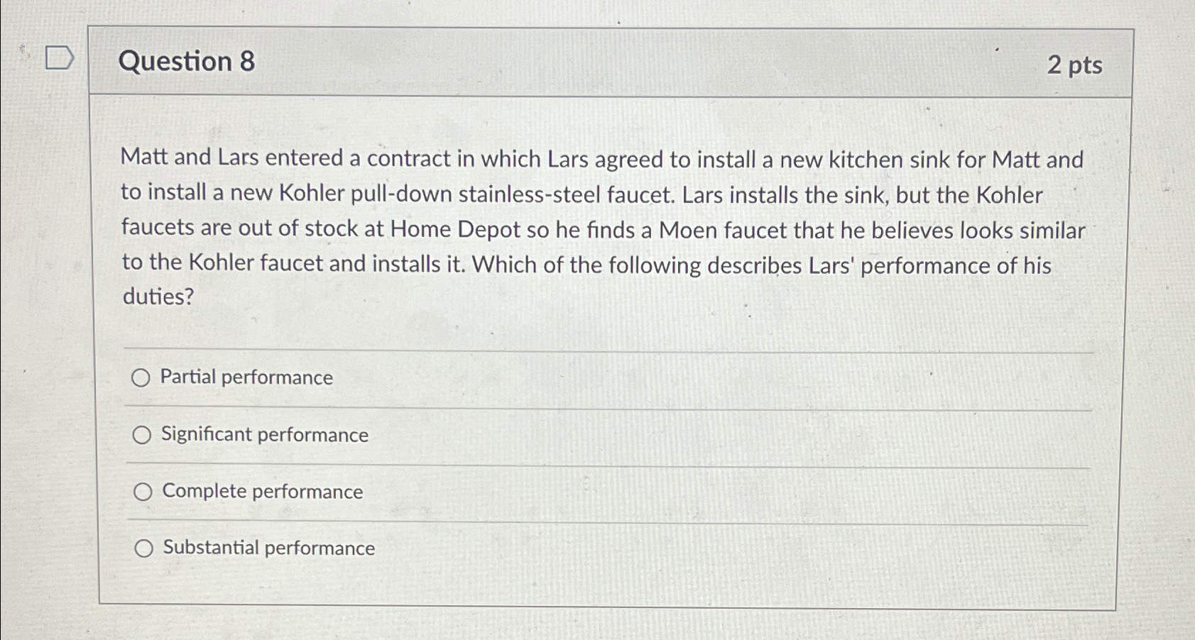 Solved Question 82ptsMatt and Lars entered a contract in | Chegg.com