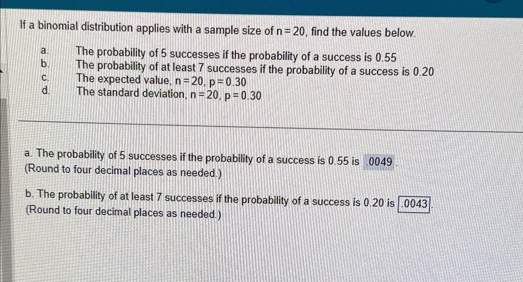 Solved If a binomial distribution applies with a sample size | Chegg.com