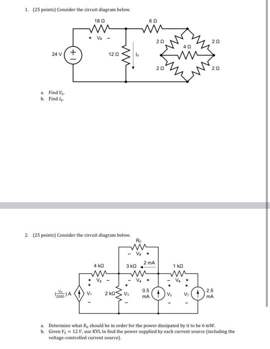 Solved 1. (25 Points) Consider The Circuit Diagram Below. 24 | Chegg.com