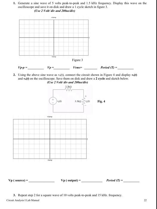 Solved 1. Generate a sine wave of 5 volts peak-to-peak and | Chegg.com