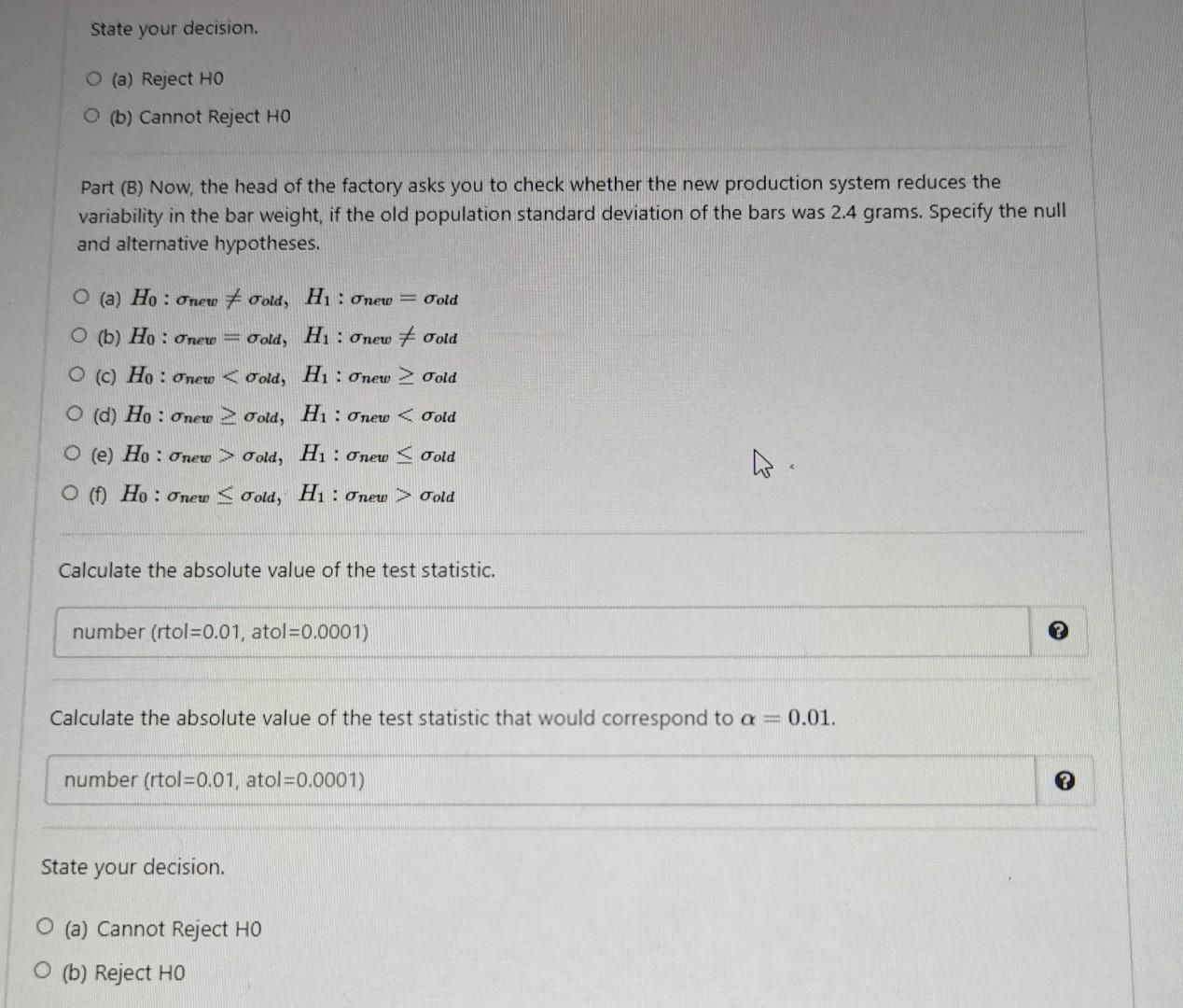 Solved The head of a chocolate factory called you to check | Chegg.com