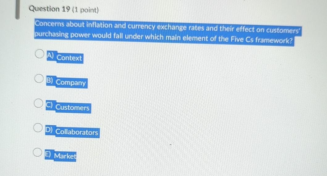 Solved Question 19 (1 ﻿point)Concerns About Inflation And | Chegg.com