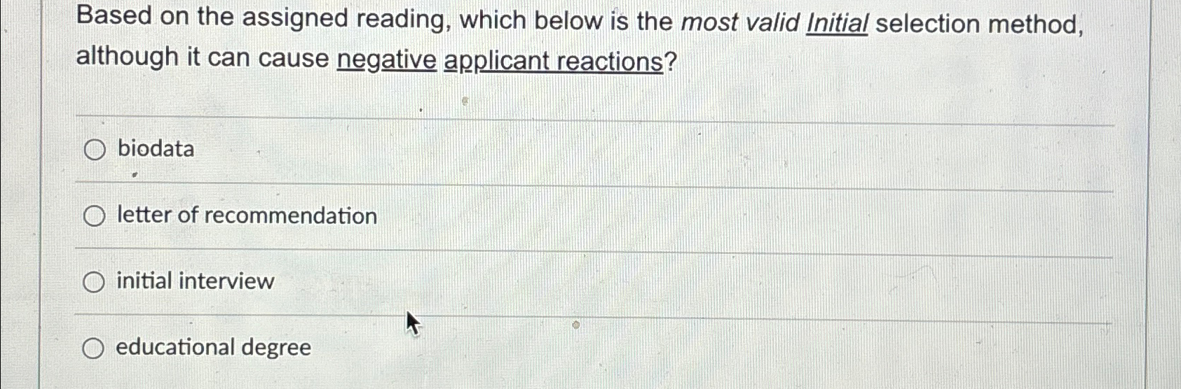 Solved Based on the assigned reading, which below is the | Chegg.com