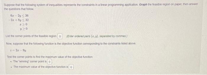 Solved Suppose that the following system of inequalites | Chegg.com