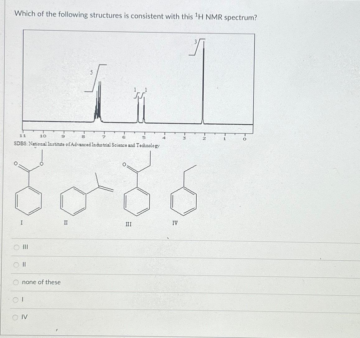 Solved Which of the following structures is consistent with | Chegg.com