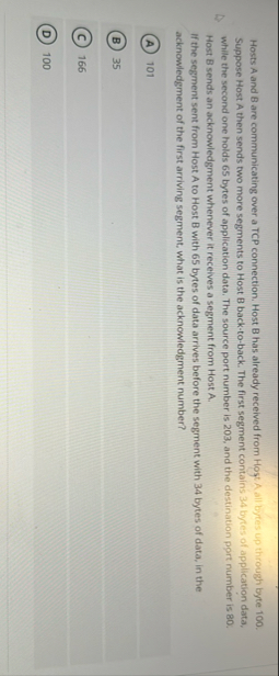 Solved Hosts A and B are communicating over a TCP | Chegg.com