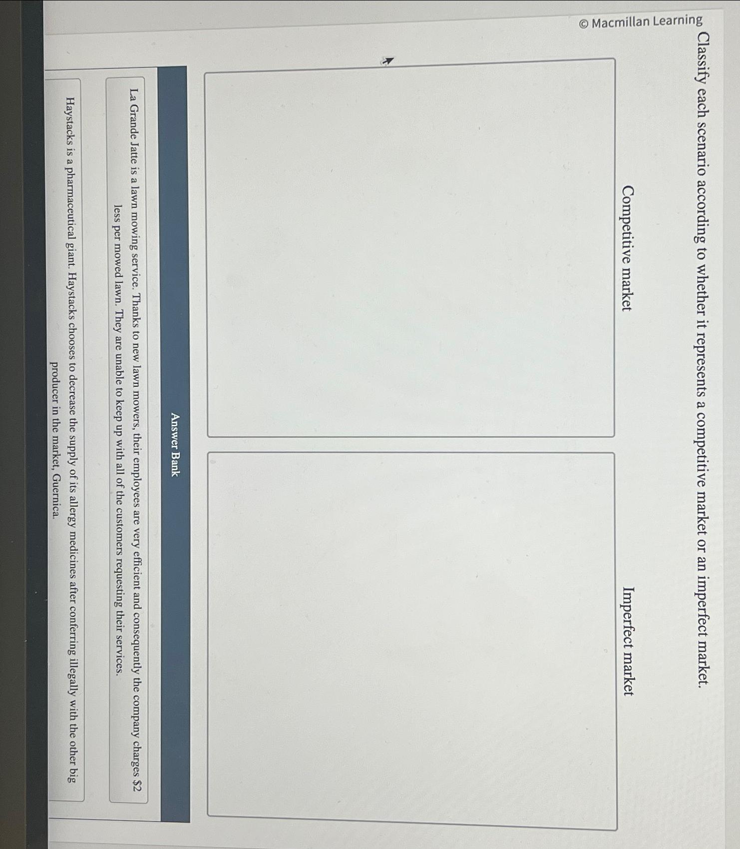 Solved Classify each scenario according to whether it | Chegg.com