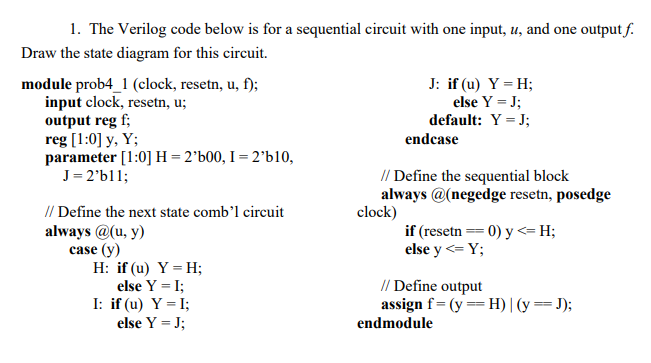 The Verilog code below is ﻿for a sequential circuit | Chegg.com