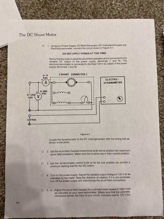 torque speed characteristics of dc shunt motor experiment