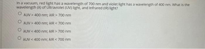 what is the wavelength of red light in vacuum