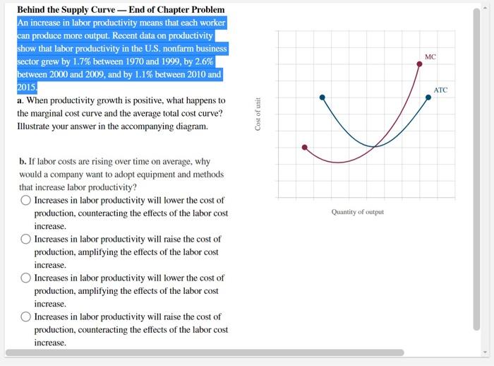 Solved An increase in labor productivity means that each | Chegg.com