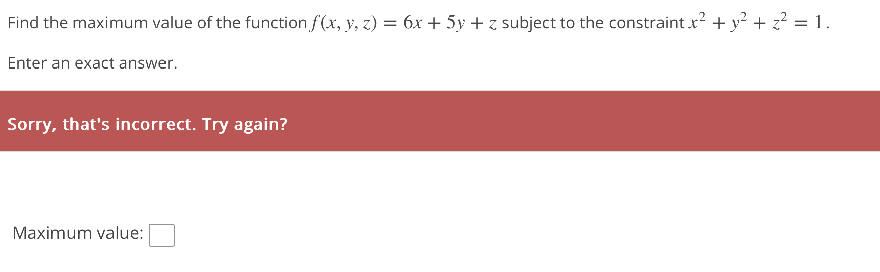 Solved Find the maximum value of the function | Chegg.com