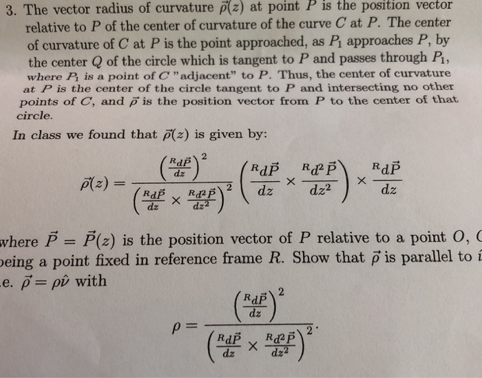 3 The Vector Radius Of Curvature Plz At Point P Chegg Com