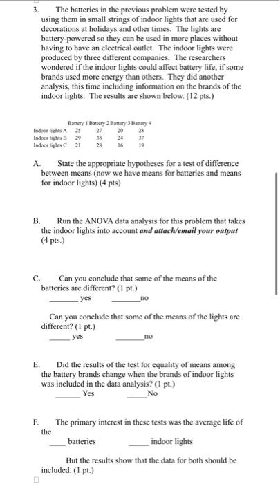 Solved Indoor Lights A Indoor Lights B Indoor Lights C | Chegg.com