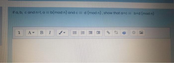 Solved If A B C And N L A B Mod N And C D Mod N Chegg Com