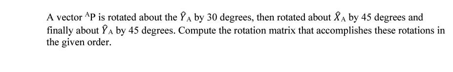 A vector AP is rotated about the Y^A by 30 degrees, | Chegg.com
