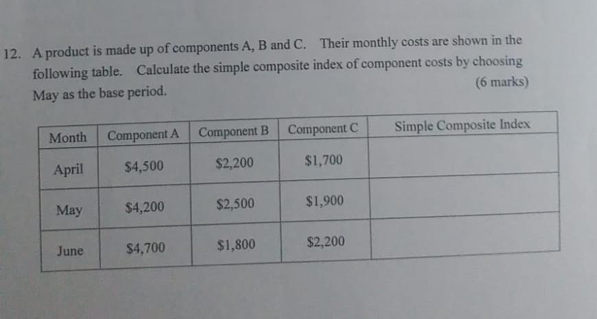 Solved 12. A Product Is Made Up Of Components A, B And C. | Chegg.com