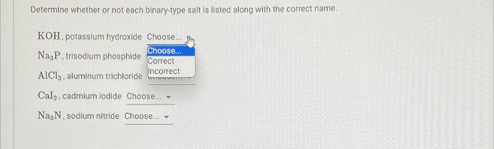 Solved Determine whether or not each binary-type salt is | Chegg.com