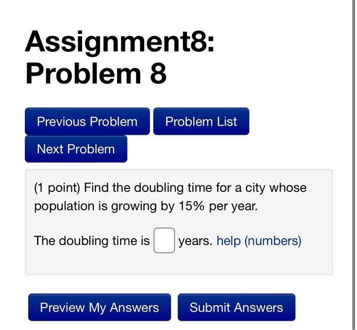 Solved Assignment8: Problem 5 Problem List Previous Problem | Chegg.com