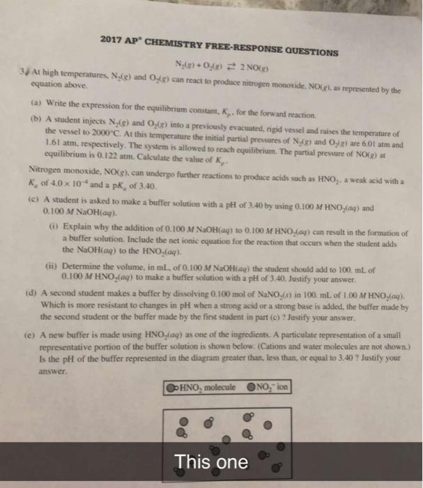 Solved 2017 AP CHEMISTRY FREERESPONSE QUESTIONS N.) +0.22