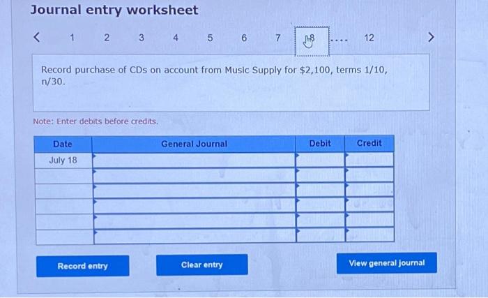 Solved Journal entry worksheet 678…12 Record purchase of CDS | Chegg.com