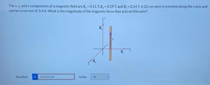 Solved The x,y, and z components of a magnetic field are | Chegg.com