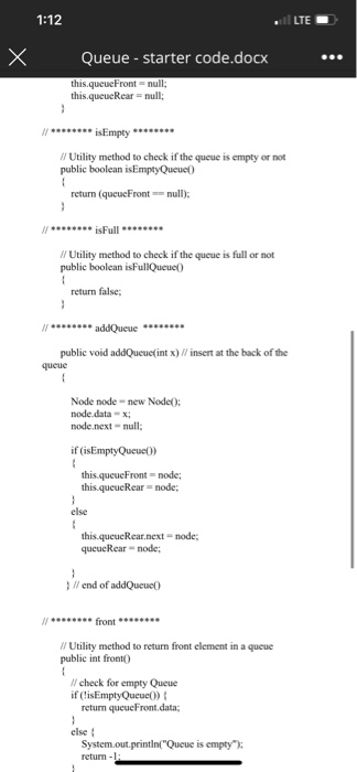 Solved Assume the stack and queue classes (the 2 starter | Chegg.com