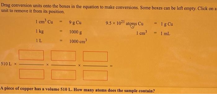 Solved Drag conversion units onto the boxes in the equation | Chegg.com