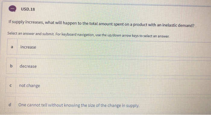 Solved USD.18 If supply increases, what will happen to the | Chegg.com