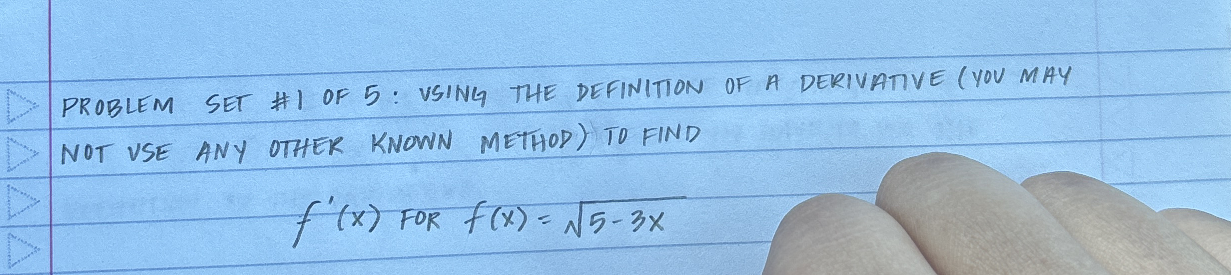 Solved USING THE DEFINITION OF A DERIVATIVE (YOU MAY NOT USE | Chegg.com