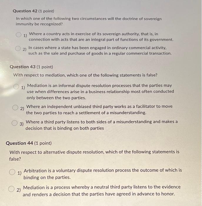 Question 42 (1 point) In which one of the following | Chegg.com